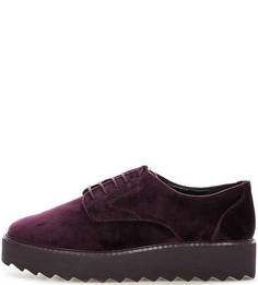 Фиолетовые бархатные полуботинки на шнуровке S.Oliver