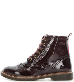 Бордовые ботинки на шнуровке с брогированием S.Oliver