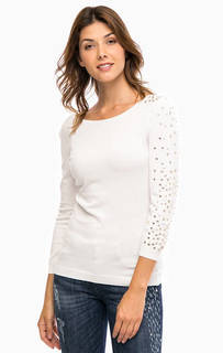 Тонкий джемпер молочного цвета с декором Liu Jo