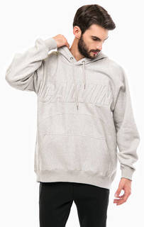 Серая толстовка с карманом и капюшоном Calvin Klein Jeans