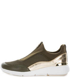 Текстильные кроссовки с золотистыми вставками Michael Michael Kors