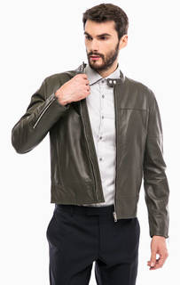 Кожаная куртка на молнии и кнопках Strellson
