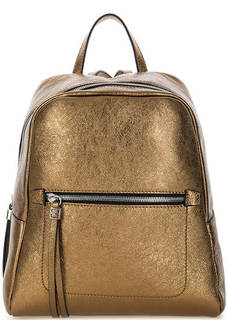 Золотистый кожаный рюкзак на молнии Gianni Chiarini