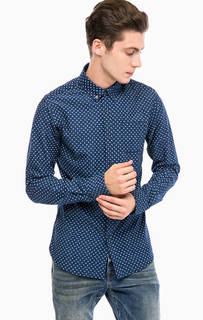 Синяя хлопковая рубашка с карманом Scotch&Soda