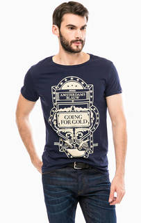 Синяя хлопковая футболка с принтом Scotch&Soda