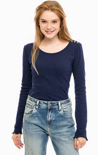 Синяя хлопковая футболка с длинными рукавами Scotch&Soda