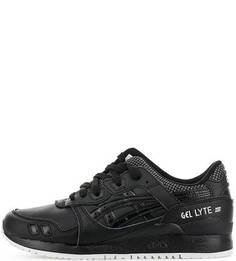 Черные кожаные кроссовки на шнуровке Asics Tiger