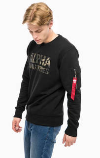 Хлопковый свитшот с логотипом бренда Alpha Industries