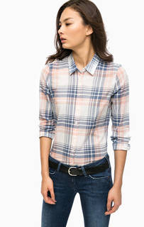 Хлопковая приталенная рубашка в клетку Mustang