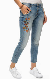 Синие джинсы бойфренды с высокой посадкой Mustang