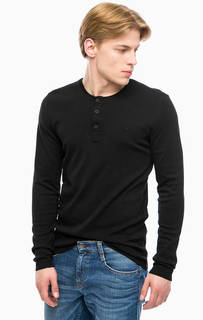 Черная футболка с вырезом на пуговицах Mustang