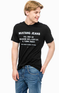 Черная футболка с принтом Mustang