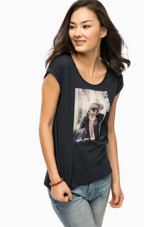 Черная хлопковая футболка с принтом Mustang