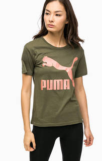 Футболка цвета хаки с принтом Puma