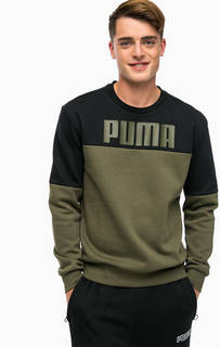 Хлопковый свитшот цвета хаки Puma