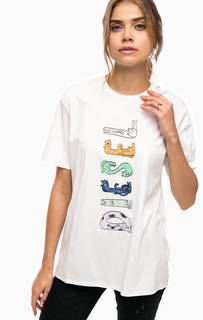 Хлопковая футболка оверсайз с принтом Diesel