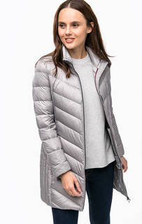 Удлиненный серый пуховик Tommy Hilfiger