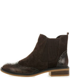 Коричневые полусапоги на молнии с перфорацией S.Oliver