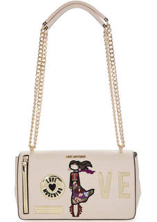 Бежевая сумка с откидным клапаном Love Moschino