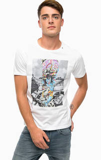 Хлопковая футболка с контрастным принтом Replay