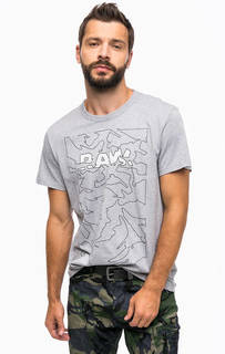 Серая хлопковая футболка с принтом G Star RAW
