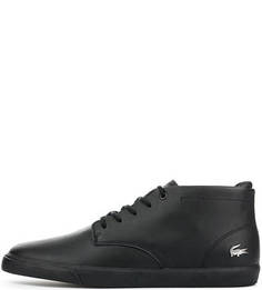 Черные кожаные кеды на шнуровке Lacoste