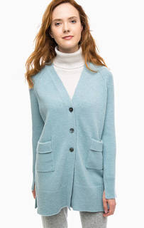 Синий шерстяной кардиган с карманами Stefanel