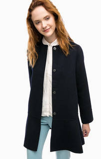 Темно-синее шерстяное пальто с карманами Stefanel