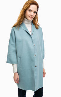 Синее шерстяное пальто с карманами Stefanel