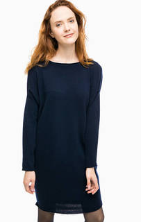 Синее шерстяное платье-свитер Stefanel
