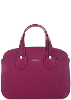 Фиолетовая кожаная сумка с короткими ручками Furla