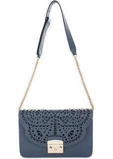 Синяя кожаная сумка через плечо Furla