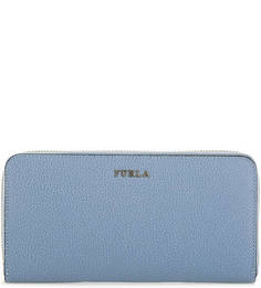 Синий кошелек из натуральной кожи на молнии Furla