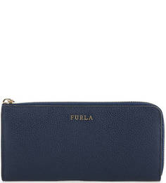Синий кожаный кошелек на молнии Furla