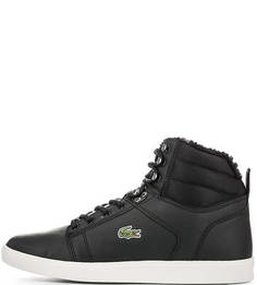 Кожаные кеды с текстильными вставками Lacoste