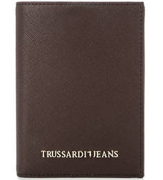 Коричневая обложка для паспорта Trussardi Jeans