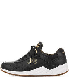 Кожаные кроссовки с текстильными вставками Skechers