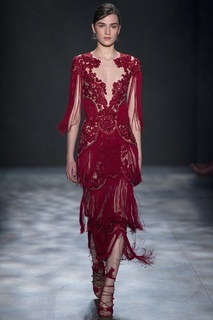 Платье с бахромой Marchesa