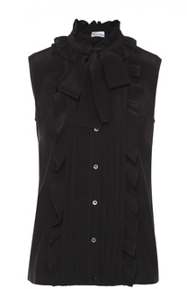 Шелковый топ без рукавов с воротником аскот REDVALENTINO
