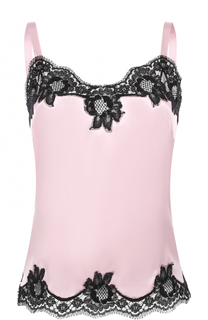 Шелковый топ с кружевной отделкой Dolce &amp; Gabbana