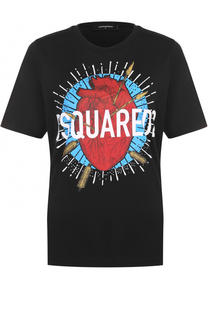 Хлопковая футболка прямого кроя с принтом Dsquared2