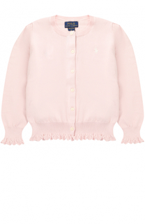 Хлопковый кардиган с фигурной оборкой Polo Ralph Lauren