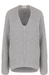 Шерстяной пуловер фактурной вязки с V-образным вырезом Acne Studios