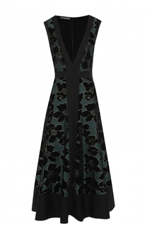 Приталенное платье-миди с глубоким V-образным вырезом Alexander McQueen