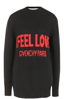 Хлопковый пуловер прямого кроя с контрастной надписью Givenchy
