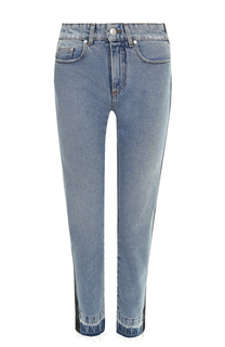 Укороченные джинсы прямого кроя с потертостями MSGM