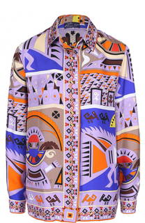 Шелковая блуза прямого кроя с ярким принтом Emilio Pucci