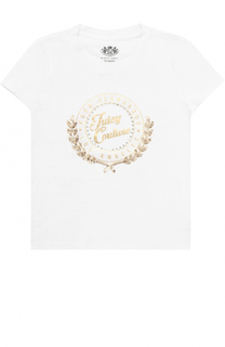 Хлопковая футболка с принтом и стразами Juicy Couture