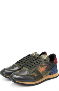 Комбинированные кроссовки Rockrunner с камуфляжным принтом Valentino