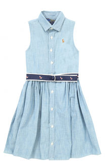 Мини-платье из денима с контрастным поясом Polo Ralph Lauren
